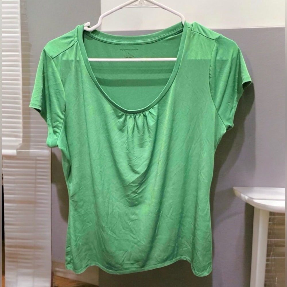 Worthington Vibrant Green Short Sleeve Top LARGE